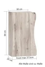 Hängeschrank >Kaprun< (B/H/T: 30x64x20 cm) in wotaneiche - 30x64x20 (BxHxT)