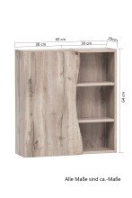 Hängeschrank >Kaprun< (B/H/T: 60x64x20 cm) in wotaneiche - 60x64x20 (BxHxT)