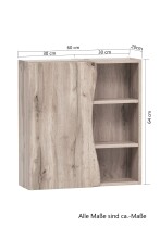 Hängeschrank >Kaprun< (B/H/T: 60x64x20 cm) in graphit aus MDF - 60x64x20 (BxHxT)