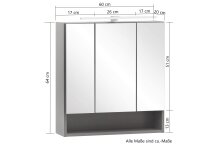 Badezimmerspiegelschrank >Kaprun< (B/H/T: 60x64x20 cm) in graphit