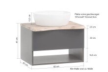 Waschtisch-Set >Kaprun< (B/H/T: 61x55x47 cm) in graphit - 61x55x47 (BxHxT)