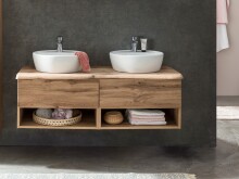 Waschtisch-Set >Kaprun< (B/H/T: 121x55x47 cm) in wotaneiche - 121x55x47 (BxHxT)