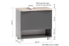 Waschtisch-Set >Kaprun< (B/H/T: 61x55x47 cm) in wotaneiche - 61x55x47 (BxHxT)
