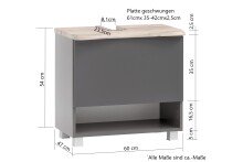 Waschtisch-Set >Kaprun< (B/H/T: 61x55x47 cm) in wotaneiche - 61x55x47 (BxHxT)