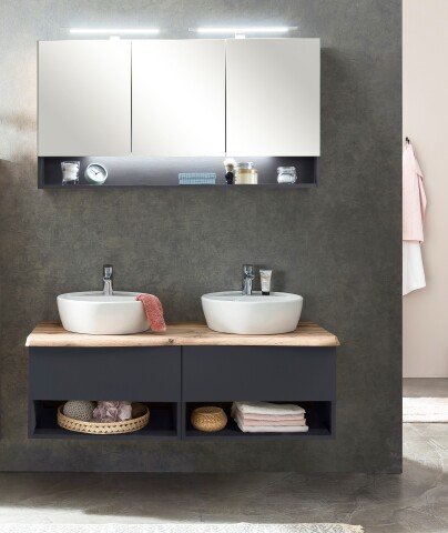 Waschtisch-Set >Kaprun< (B/H/T: 121x200x47 cm) in graphit - 121x200x47 (BxHxT)