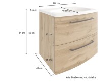 Waschtisch-Set >Manchester< (B/H/T: 60x54x45 cm) in wotaneiche aus MDF