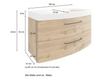 Waschtisch-Set >Manchester< (B/H/T: 100x59x50 cm) in wotaneiche aus MDF