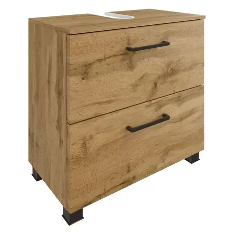 Waschbeckenunterschrank >Manchester< (B/H/T: 60x55x35 cm) in wotaneiche aus MDF