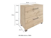 Waschbeckenunterschrank >Manchester< (B/H/T: 60x55x35 cm) in wotaneiche aus MDF