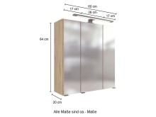 Badezimmerspiegelschrank >Manchester< (B/H/T: 60x64x20 cm) in wotaneiche