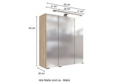 Badezimmerspiegelschrank >Manchester< (B/H/T: 60x64x20 cm) in wotaneiche