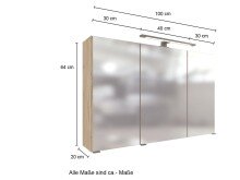 Badezimmerspiegelschrank >Manchester< (B/H/T: 100x64x20 cm) in wotaneiche