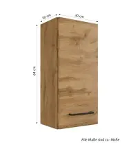 Hängeschrank >Manchester< (B/H/T: 30x64x20 cm) in wotaneiche - 30x64x20 (BxHxT)