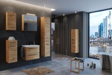 Hängeschrank >Manchester< (B/H/T: 30x64x20 cm) in wotaneiche - 30x64x20 (BxHxT)