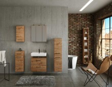 Midischrank >Manchester< (B/H/T: 30x130x35 cm) in wotaneiche - 30x130x35 (BxHxT)