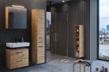 Wandregal >Manchester< (B/H/T: 25x130x33 cm) in wotaneiche - 25x130x33 (BxHxT)