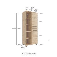 Midischrank >Manchester< (B/H/T: 55x130x33 cm) in wotaneiche - 55x130x33 (BxHxT)