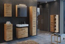 Midischrank >Manchester< (B/H/T: 55x130x33 cm) in wotaneiche - 55x130x33 (BxHxT)