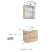 Waschtisch-Set >Manchester< (B/H/T: 90x200x45 cm) in wotaneiche aus MDF