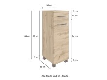 Waschtisch-Set >Manchester< (B/H/T: 90x200x45 cm) in wotaneiche aus MDF