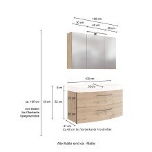 Waschtisch-Set >Manchester< (B/H/T: 130x200x50 cm) in wotaneiche aus MDF