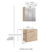 Waschtisch-Set >Manchester< (B/H/T: 60x200x35 cm) in wotaneiche aus MDF