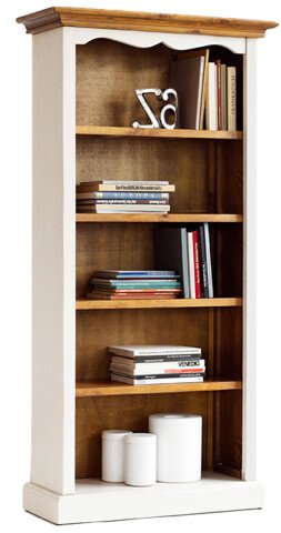 Bücherregal >Boscobe< in Weiß aus Massivholz - 92x183x36cm (BxHxT)