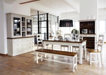 Buffet >Boscobe< in Weiß aus Massivholz - 166x215x45cm (BxHxT)