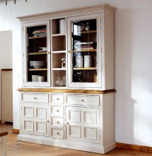 Buffet >Boscobe< in Weiß aus Massivholz - 166x215x45cm (BxHxT)