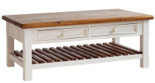 Couchtisch >Boscobe< in Weiß aus Massivholz - 140x55x80cm (BxHxT)