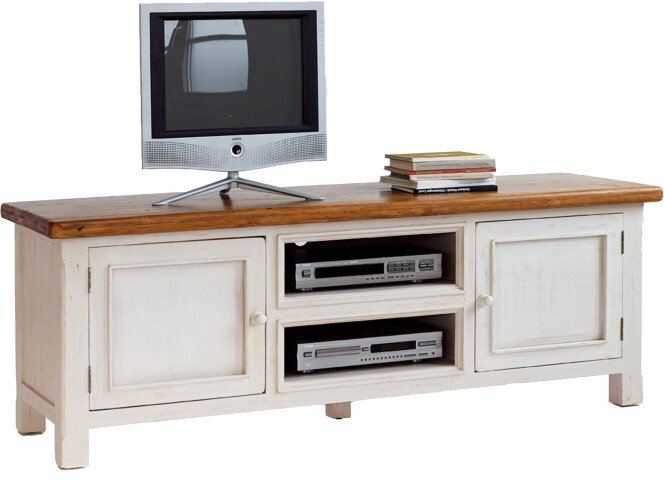 TV-Schrank >Boscobe< in Weiß aus Massivholz - 178x65x54cm (BxHxT)
