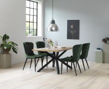 Stuhl >GRANBY< (2er Set) (B/H/T: 57x93x61 cm) in grün aus Metall, Samt - 57x93x61 (BxHxT)