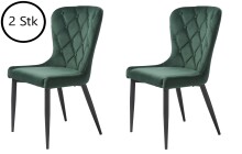 Stuhl >GRANBY< (2er Set) (B/H/T: 57x93x61 cm) in grün aus Metall, Samt - 57x93x61 (BxHxT)