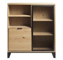 Highboard >LIVORNO< (B/H/T: 123x139x42 cm) in Wildeiche - 123x139x42 (BxHxT)