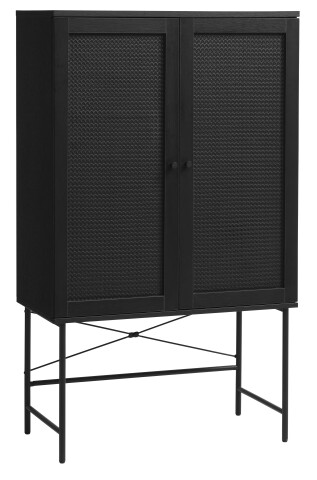 Highboard >PENSACOLA< (B/H/T: 80x135x40 cm) in schwarz - 80x135x40 (BxHxT)