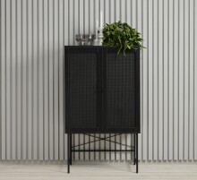 Highboard >PENSACOLA< (B/H/T: 80x135x40 cm) in schwarz - 80x135x40 (BxHxT)
