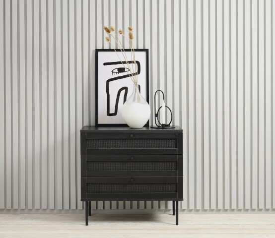 Kommode >PENSACOLA< (B/H/T: 80x75x40 cm) in schwarz - 80x75x40 (BxHxT)