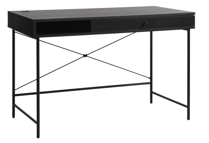 Schreibtisch >PENSACOLA< (B/H/T: 120x76x60 cm) in schwarz - 120x76x60 (BxHxT)
