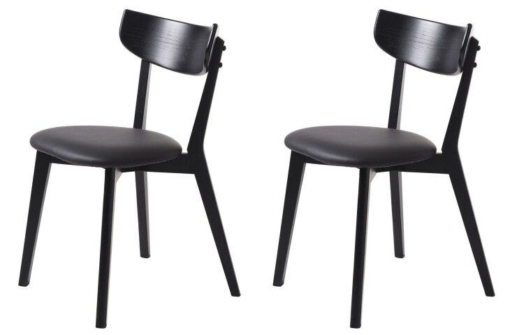 Stuhl >PERO< (2er Set) in schwarz aus Eiche - 48x81x50cm (BxHxT)