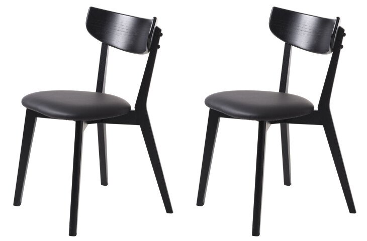 Stuhl >PERO< (2er Set) in schwarz aus Eiche - 48x81x50cm (BxHxT)
