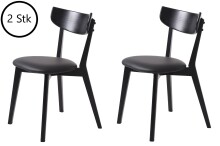 Stuhl >PERO< (2er Set) in schwarz aus Eiche - 48x81x50cm (BxHxT)