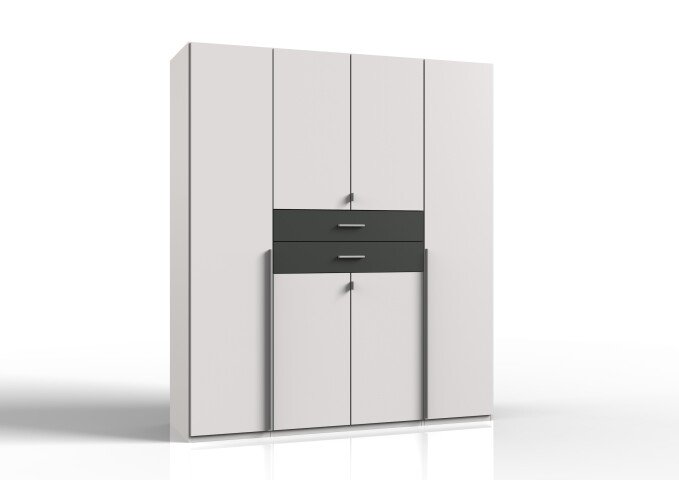 Kleiderschrank >Denver< (B/H/T: 180x208x58 cm) in Weiß - 180x208x58cm (BxHxT)