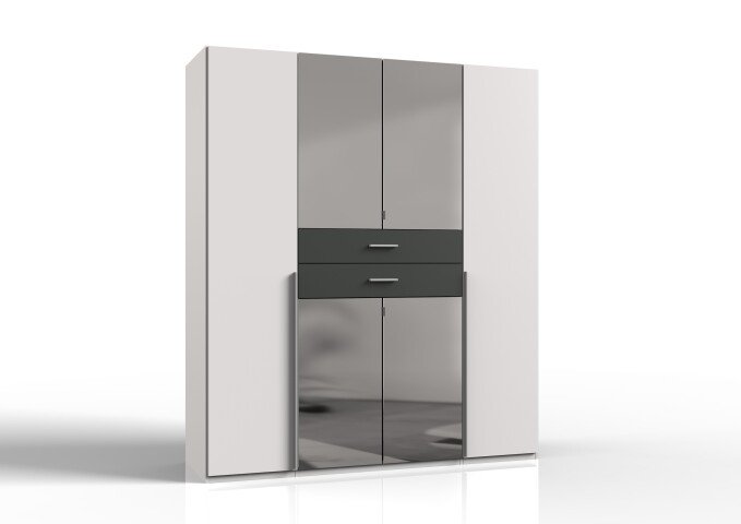 Kleiderschrank >Denver< (B/H/T: 180x208x58 cm) in Weiß - 180x208x58cm (BxHxT)