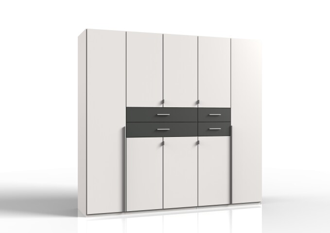 Kleiderschrank >Denver< (B/H/T: 225x208x58 cm) in Weiß - 225x208x58cm (BxHxT)