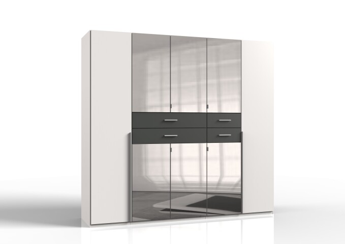 Kleiderschrank >Denver< (B/H/T: 225x208x58 cm) in Weiß - 225x208x58cm (BxHxT)