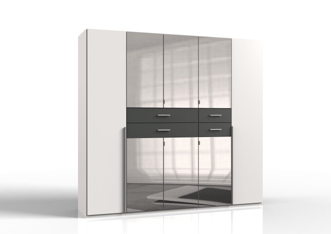 Kleiderschrank >Denver< (B/H/T: 225x208x58 cm) in Weiß - 225x208x58cm (BxHxT)
