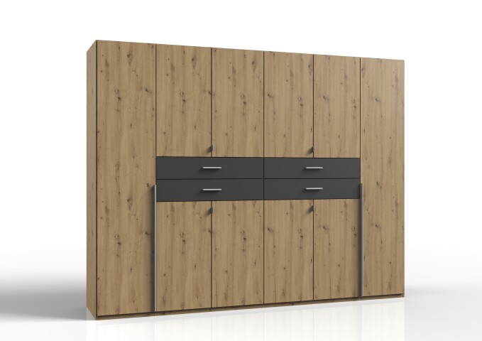 Kleiderschrank >Odessa< (B/H/T: 270x208x58 cm) in Hickory-Oak-Nachbil,  559,95 €