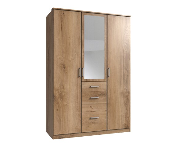 Kleiderschrank >Click< (B/H/T: 135x198x58 cm) in Plankeneiche-Nachbildung