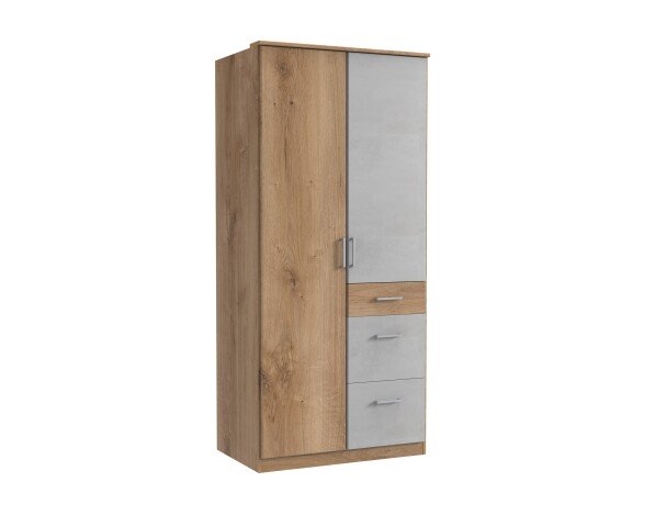 Kleiderschrank >Click< (B/H/T: 90x198x58 cm) in Plankeneiche-Nachbildung