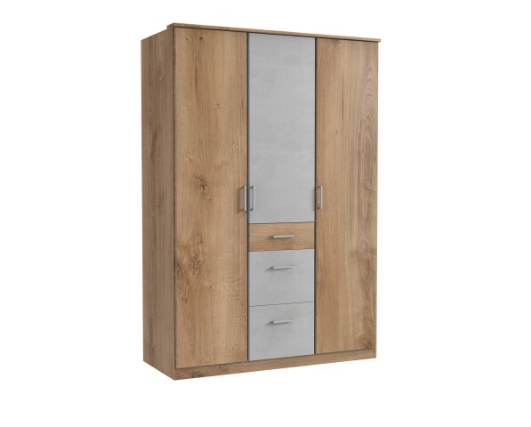 Kleiderschrank >Click< (B/H/T: 135x198x58 cm) in Plankeneiche-Nachbildung